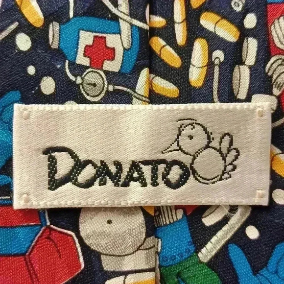 Donato By Dion Cough Please No  029 Men Dress Tie Doctor Medicine 100% Silk - Picture 5 of 6